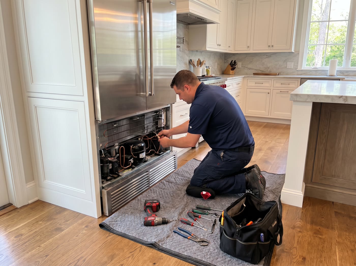 A Sub-Zero sealed system being serviced